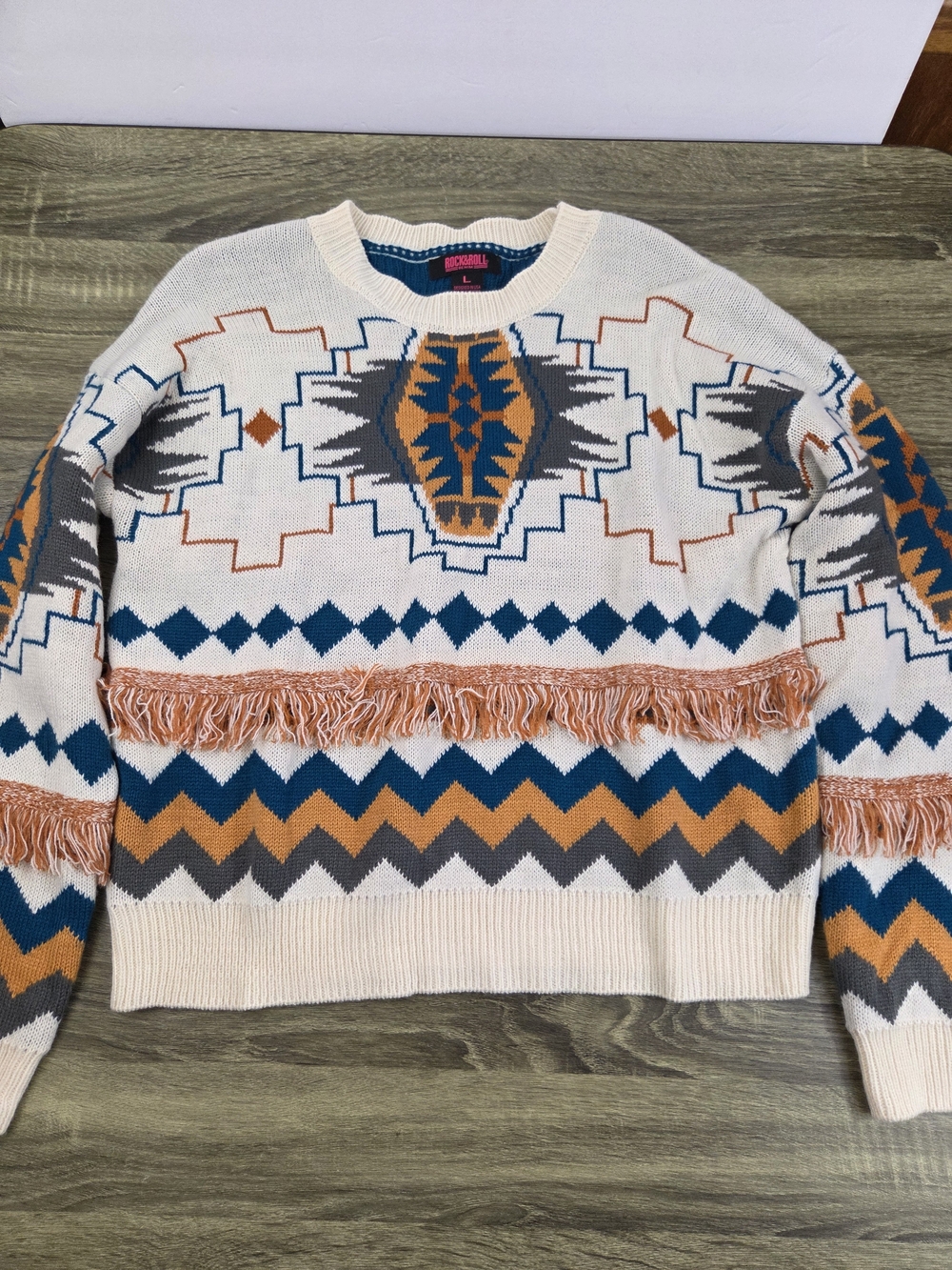 Rock & Roll Cowgirl Sweater Women’s Large Southwestern Aztec Pullover